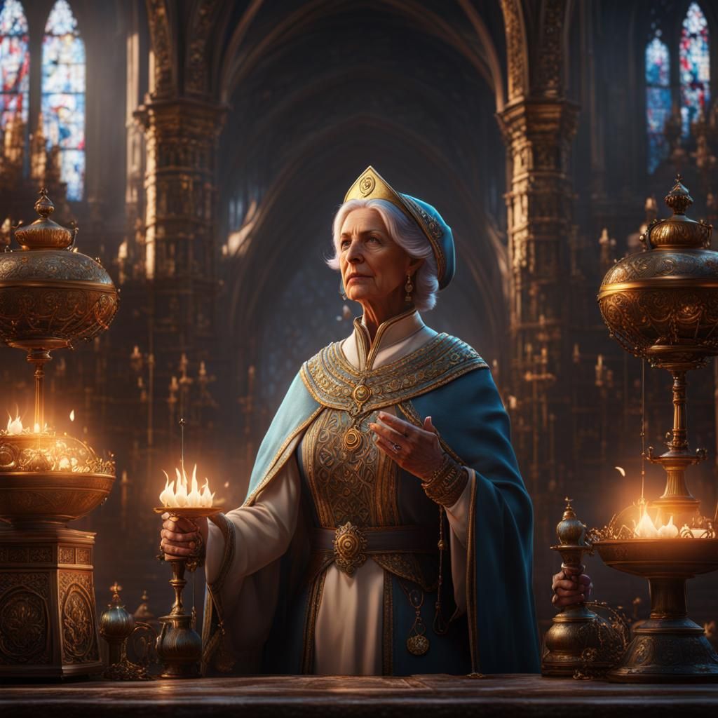 Cleric Woman Healing: Detailed Matte Painting