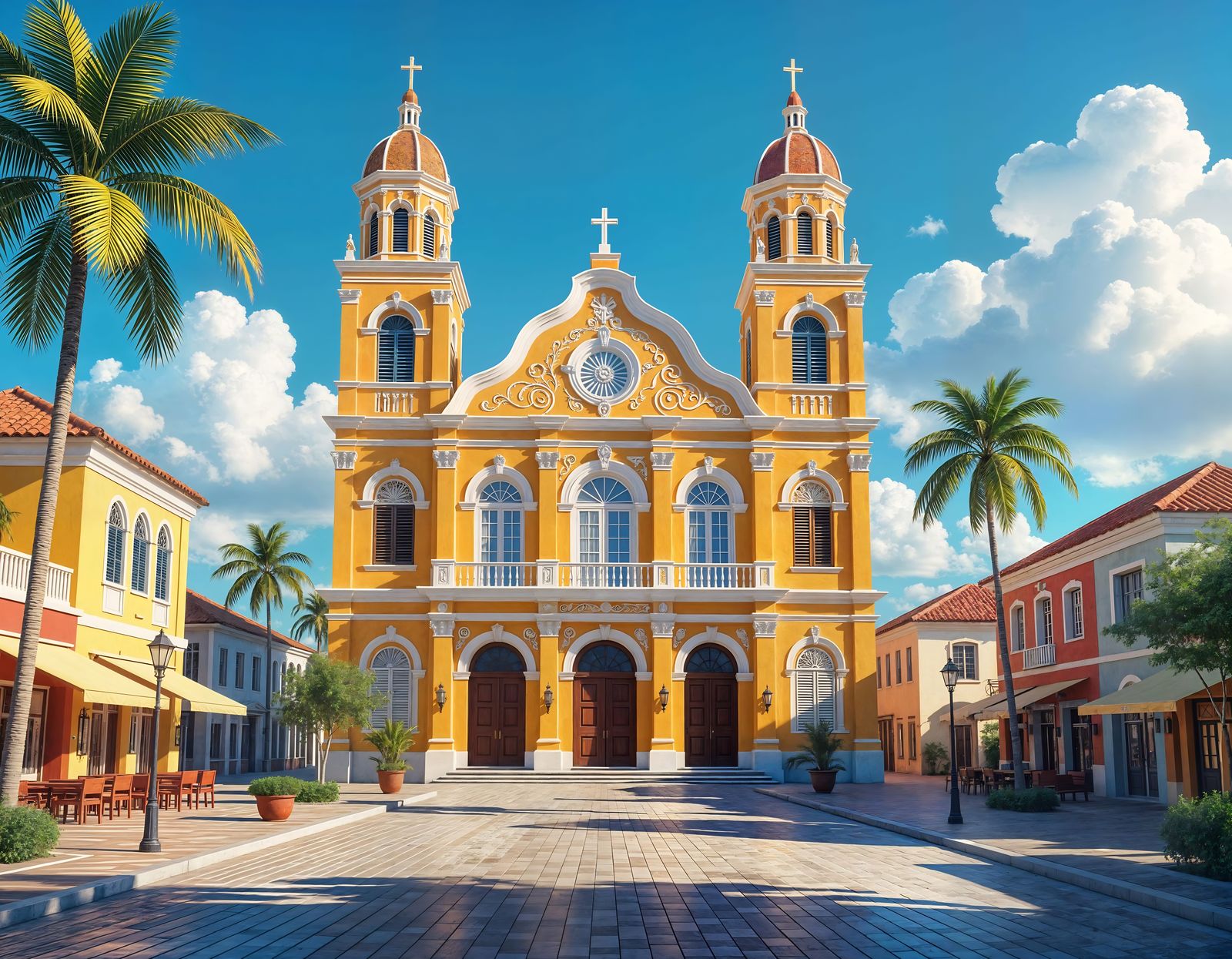 Refined Holy Church in Kralendijk: Digital Matte Painting