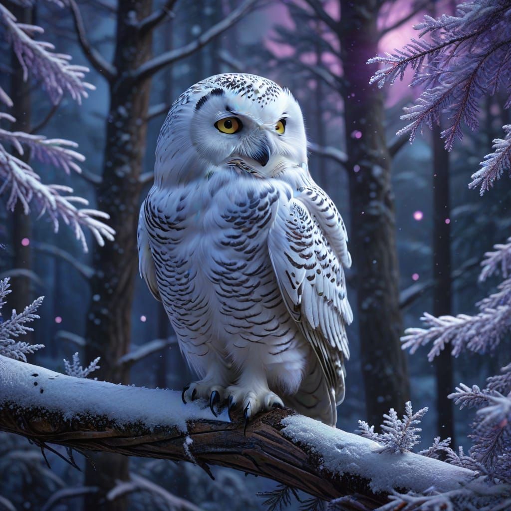 Majestic Snowy Owl in Winter Wonderland