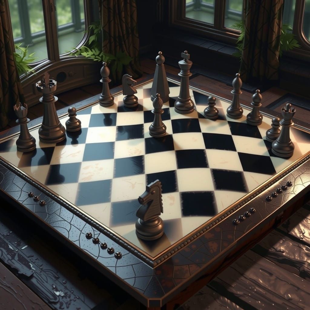 Enchanting Hyperrealistic Chessboard in a Dreamlike Atmosphe...