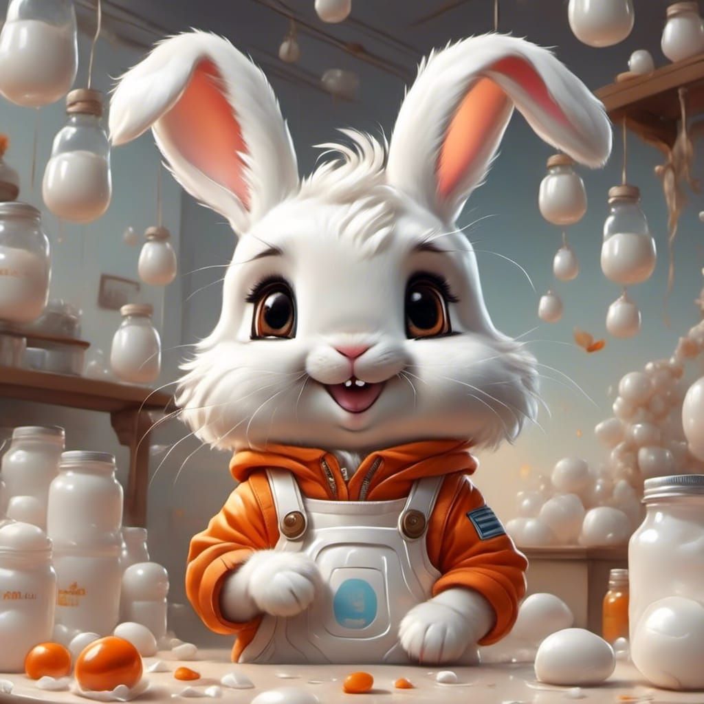 Ethereal White Woman and Rabbit in Alternate Dimension