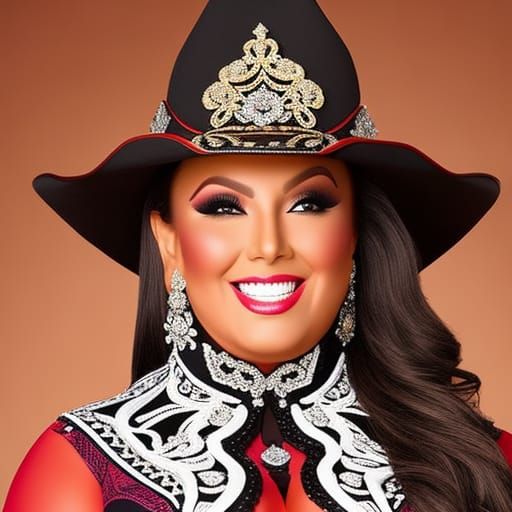Glamorous Mexican Cowgirl in Elaborate Western Detail