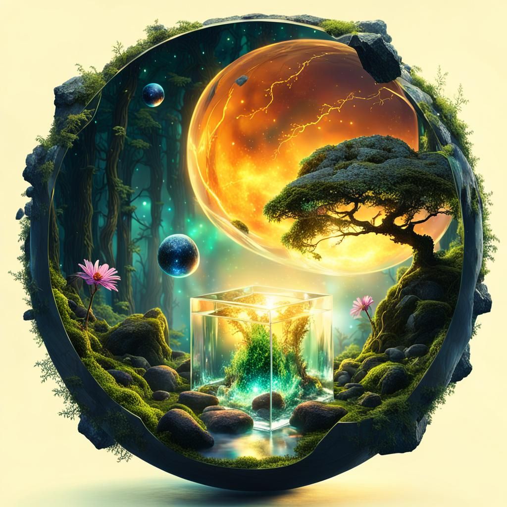 Glowing Cube World Seed in Enchanted Forest