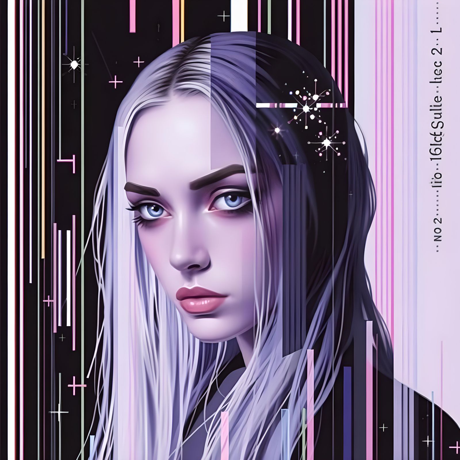 Abstract Indigo Glitch Constellation in Maximalist Style