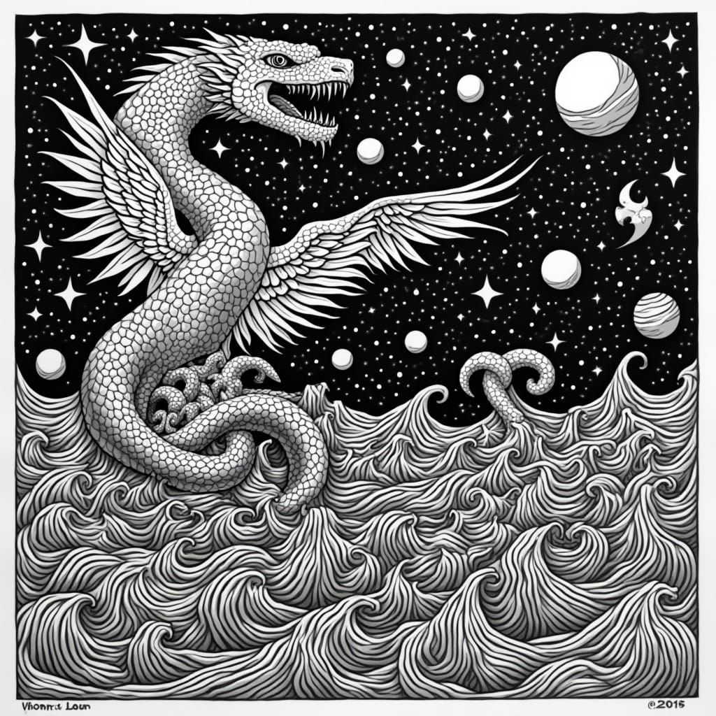 Cosmic Surrealism: Dreamlike Tapestry of Mythical Beasts and...