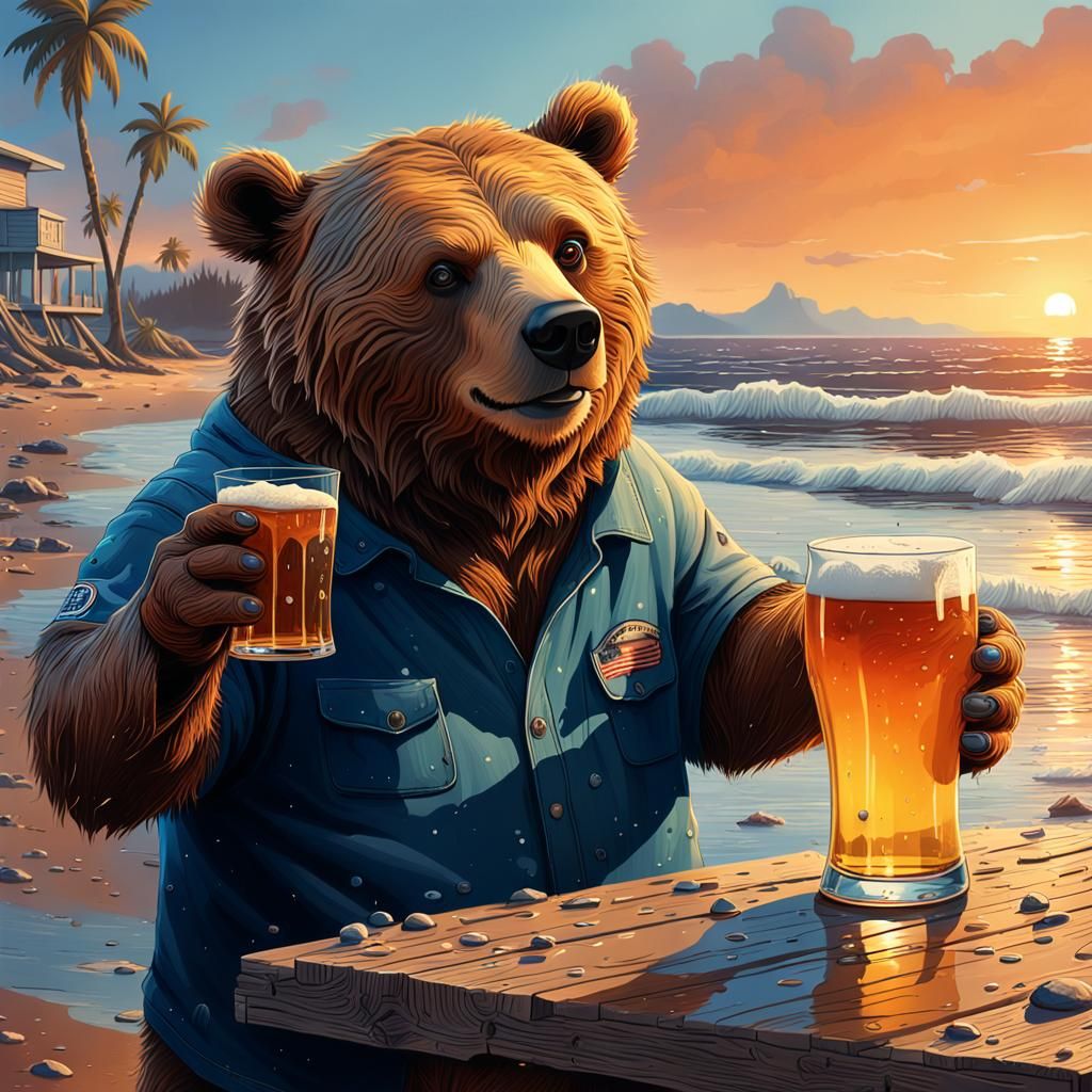 Paddington Bear Relaxing on the Beach