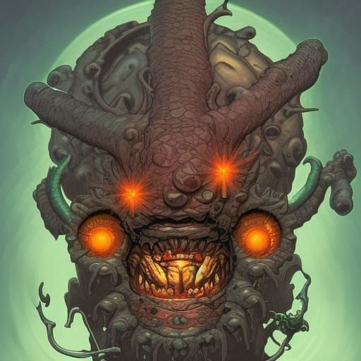 Hovering Beholder Demon in Comic Book Art