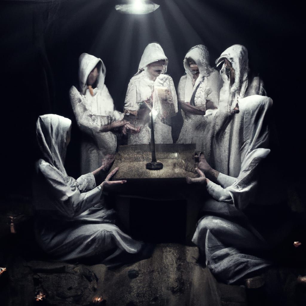 Eerie Sect Ritual in Photorealistic Horror Style