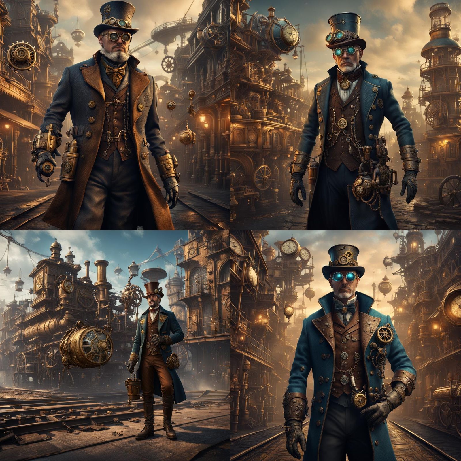 Steampunk Man: Detailed Matte Painting in 8K