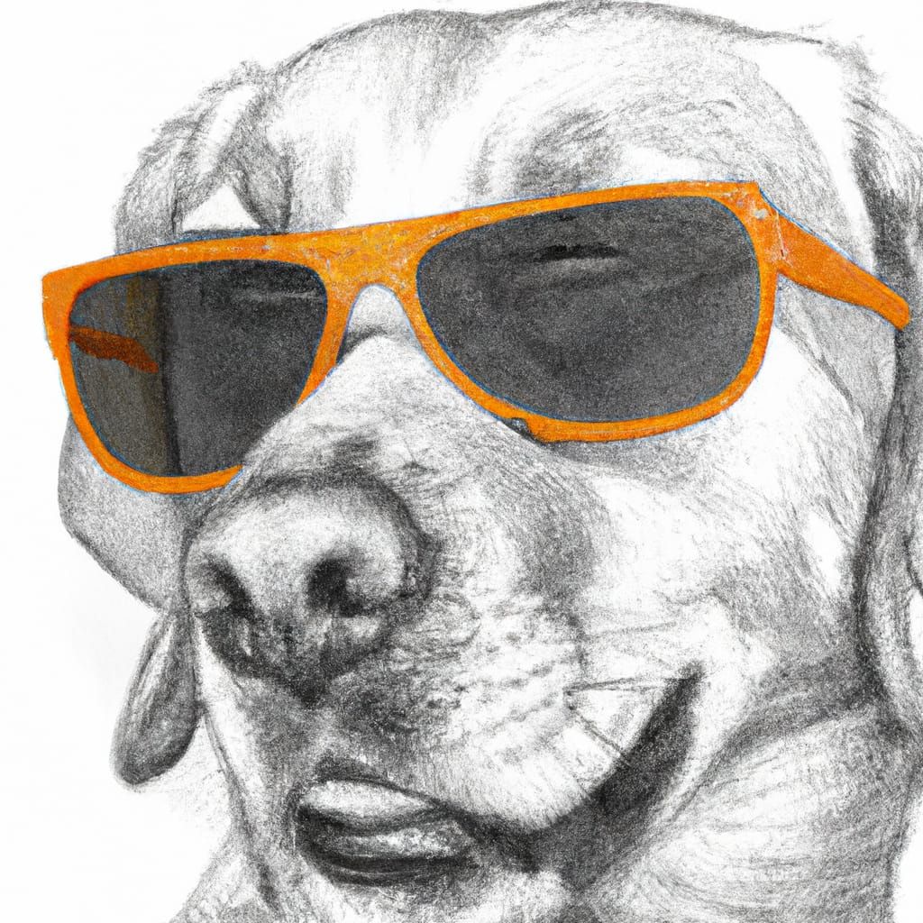 Labrador Retriever in Orange Sunglasses: Pencil Drawing