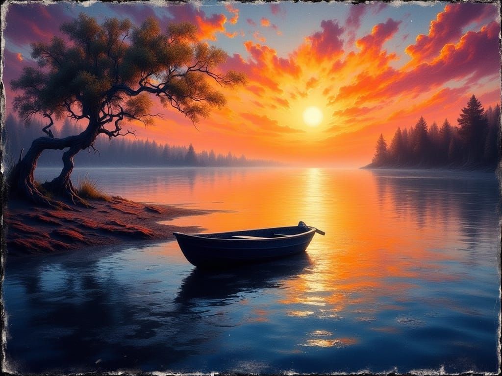 Abstract Sunset Serenity by the Shore