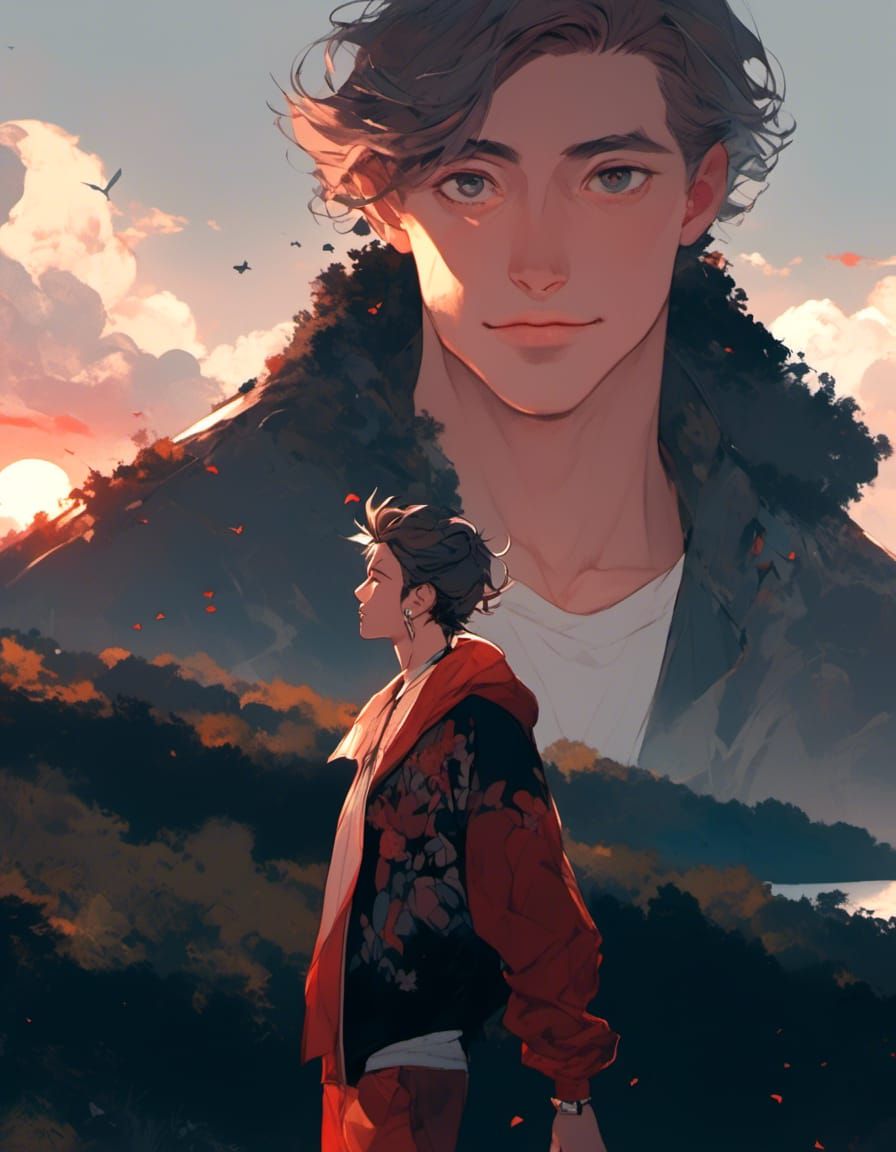 Jock Silhouette at Sunset, Digital Art