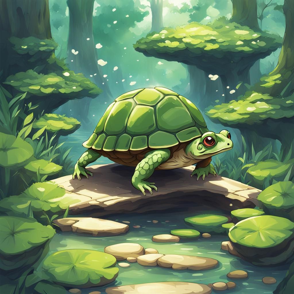 Kappa in Natural Habitat: Anime-Inspired Art