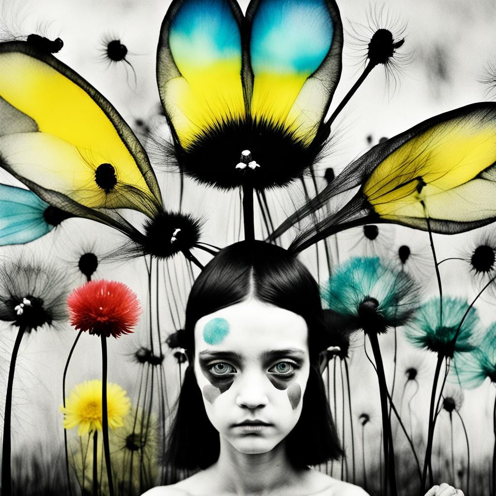 Dandelion Dreamscape: Winged Fairies in Surreal Art Style