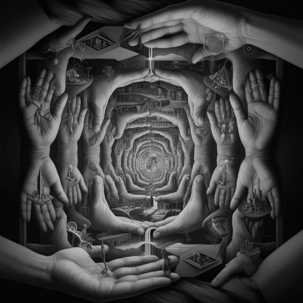Endless Recursion of Human Hands in Infinite Monochromatic L...