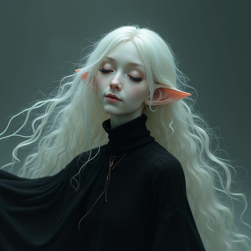 Ethereal Elf Figure in Dark Fantasy Hues