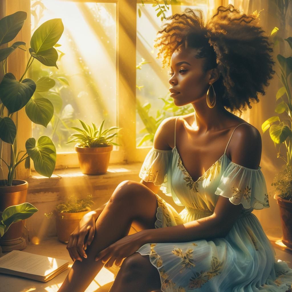 Woman in Sundress with Golden Light