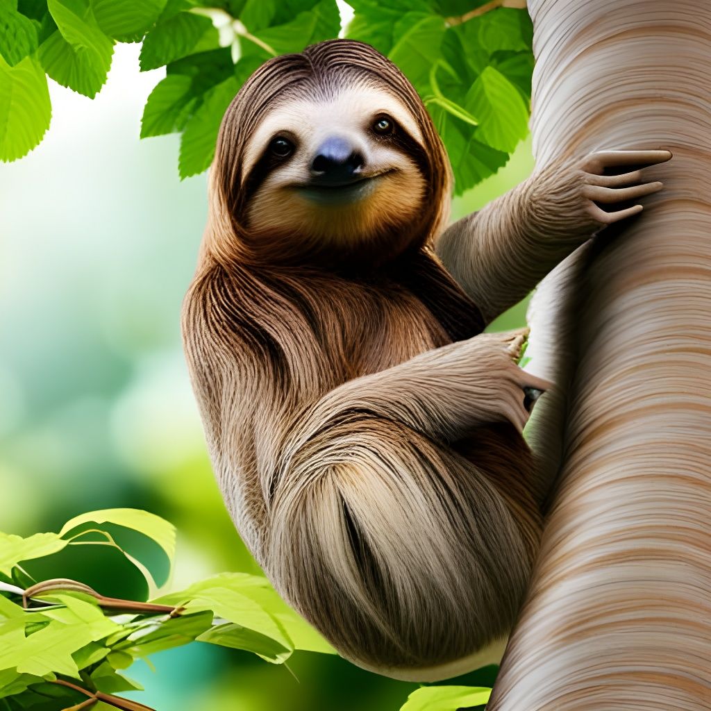 Sloth Enjoying a Leafy Meal