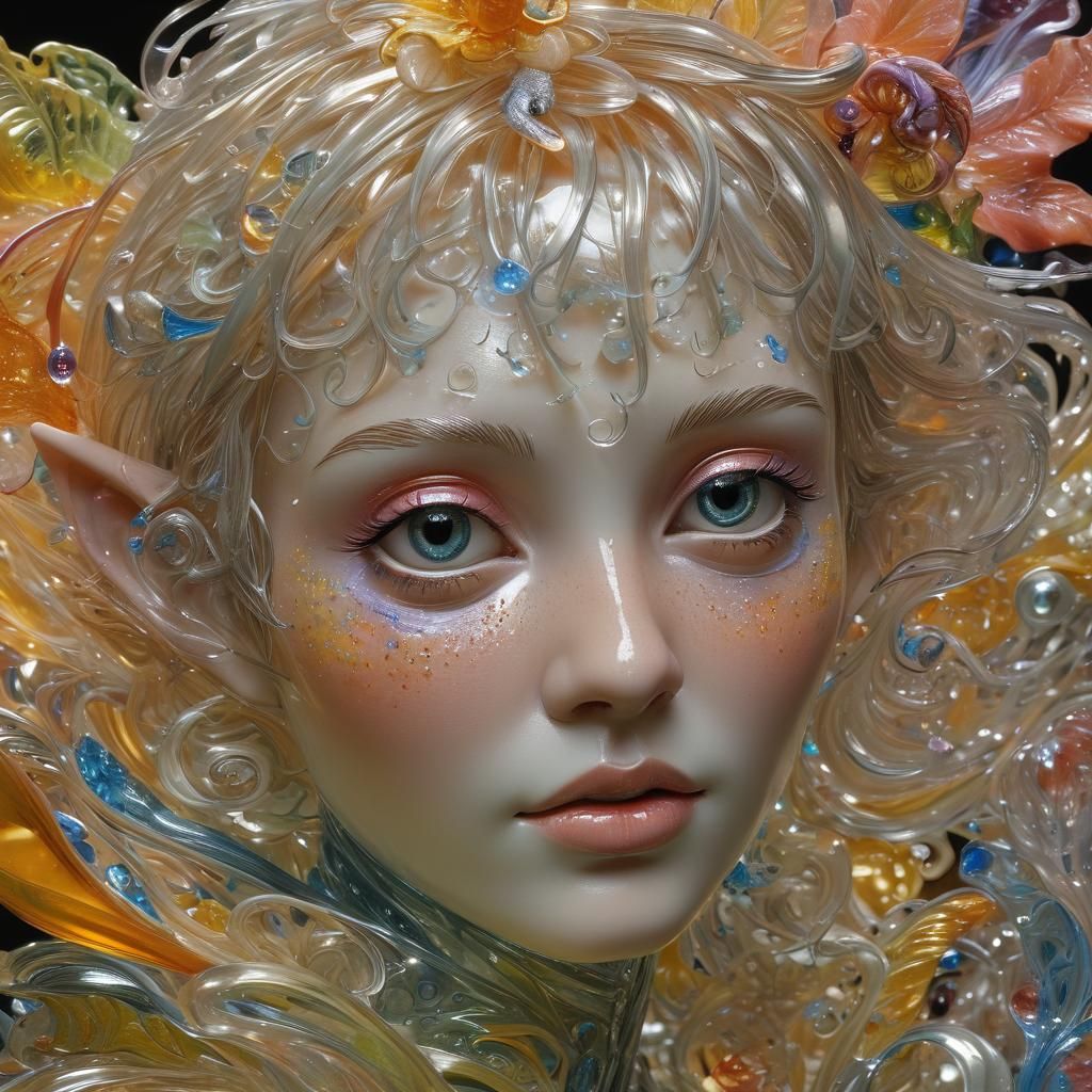 Intricate Glass Elf Sculpture with Enamel Details