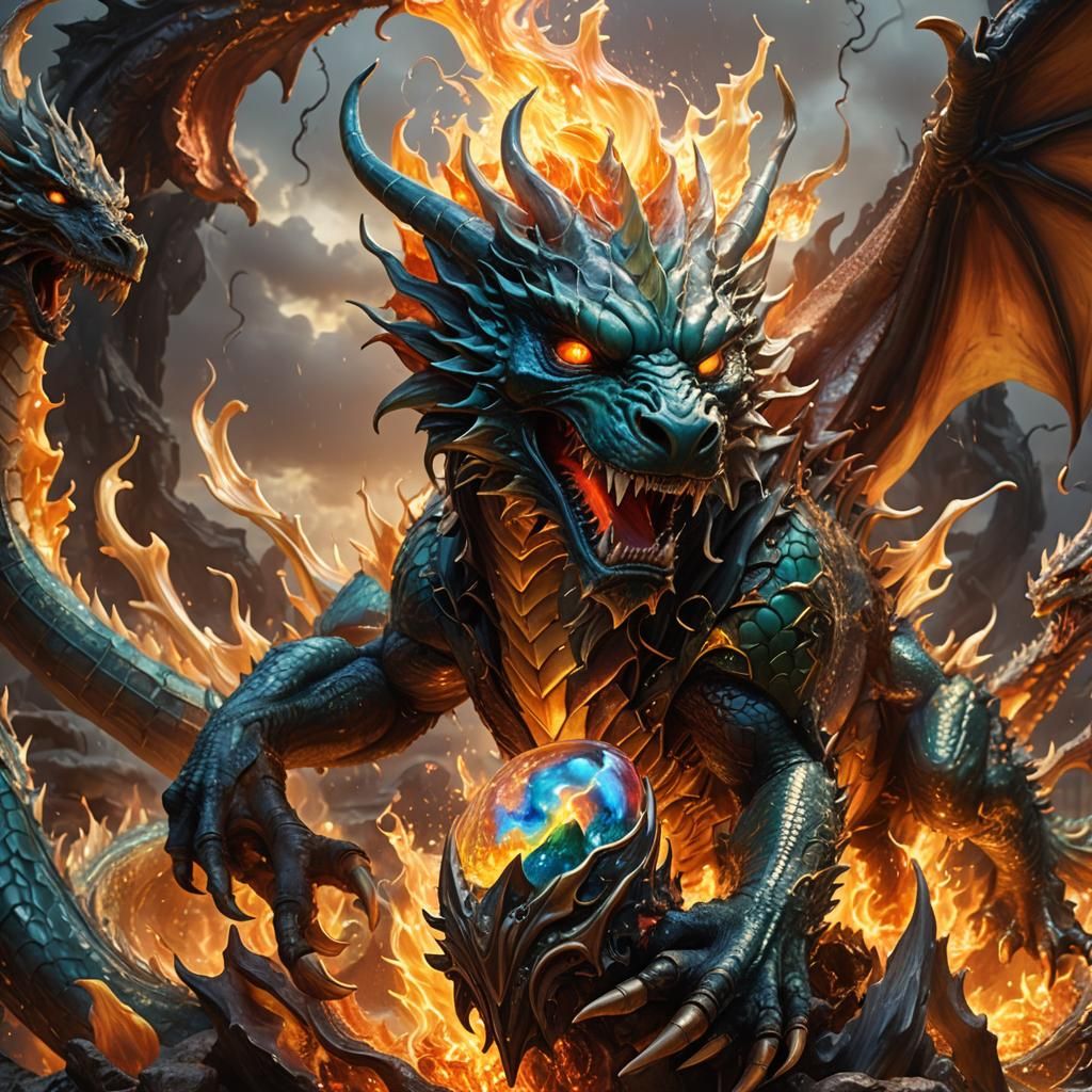 Dragons and Fire in Glass Sculpture Art