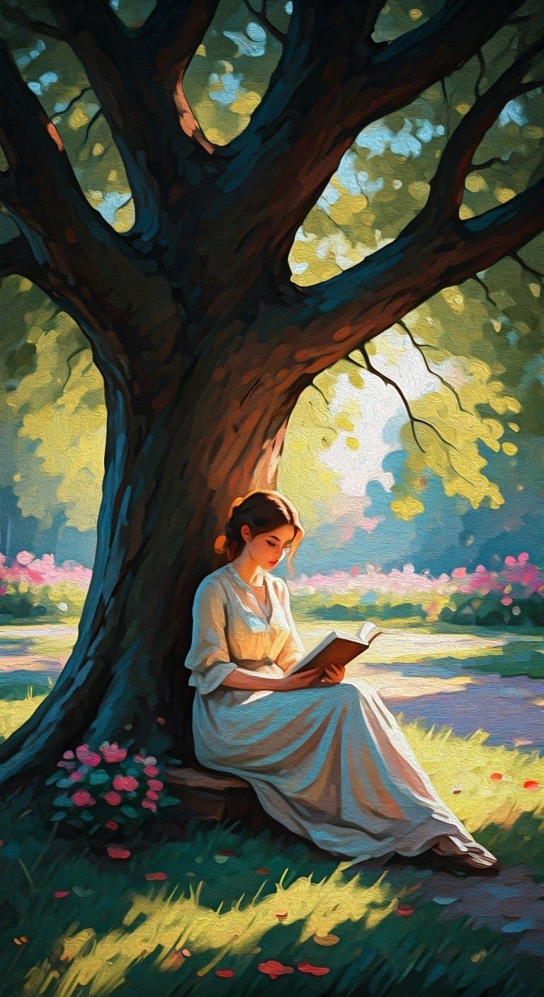 Serene Woman in a Sunlit Park