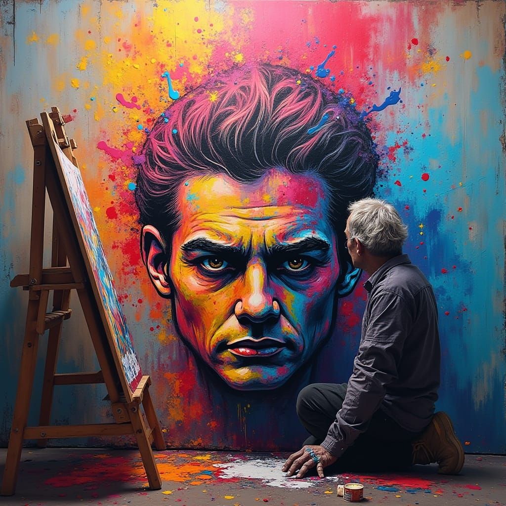 Artist Paints Infinite Reflection in Vibrant Street Art Styl...