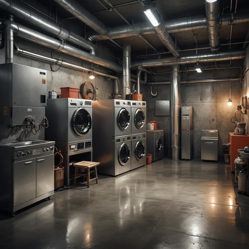Stylish Industrial Basement Concept Art