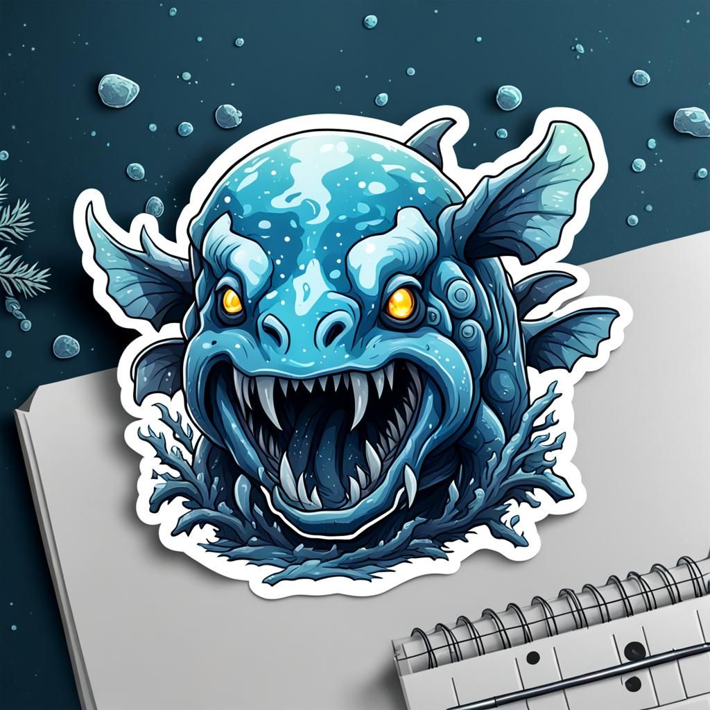 Permafrost Behemoth in Pisces Sticker Art Style