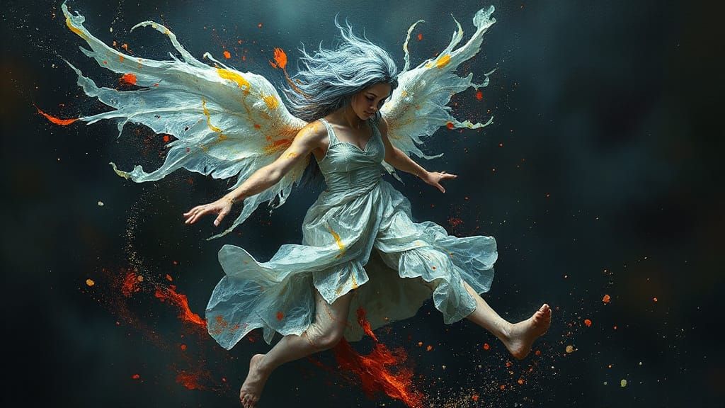 Ethereal Wanderer of Pure Energy in Impressionist Oil Paint