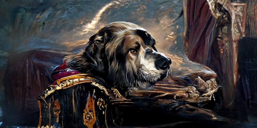 Regal Dog Portrait in Oil Painting Style