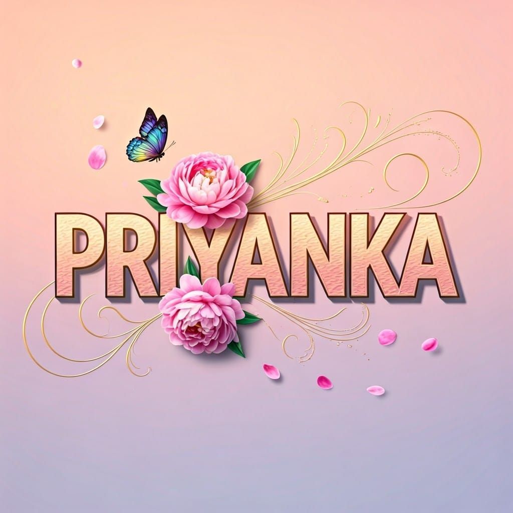 Dreamy Name Art with 3D Flowers and Butterfly