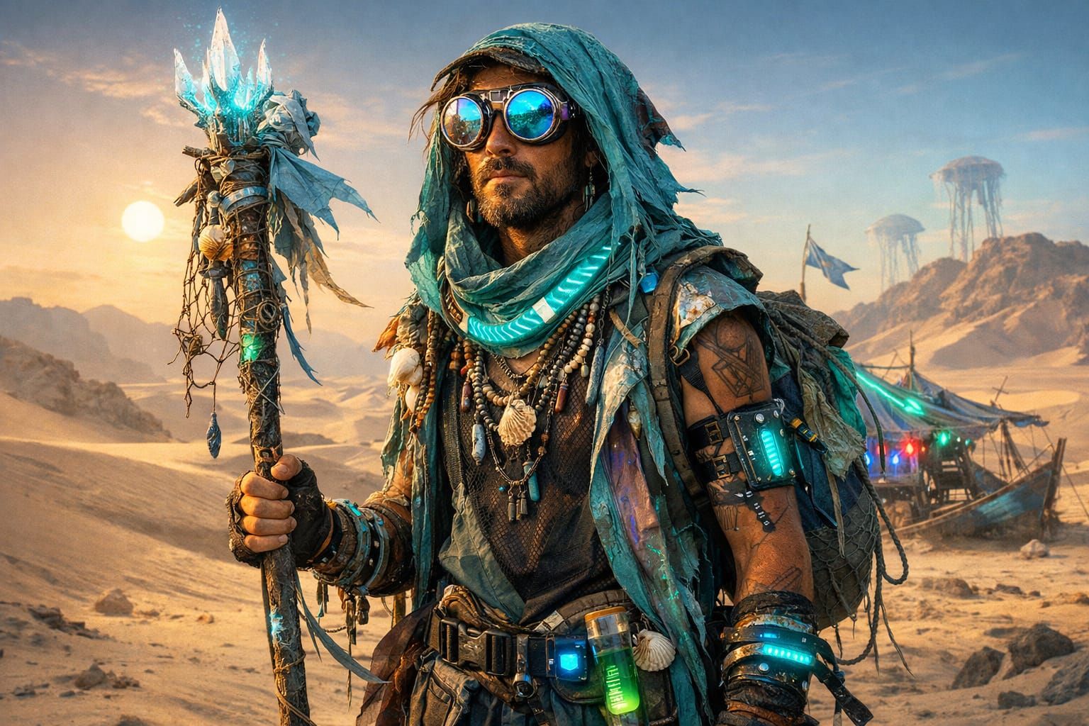 Desert Wanderer in Seapunk Technozen Style