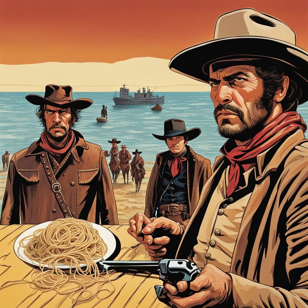 Oceanfront Spaghetti Western Scene