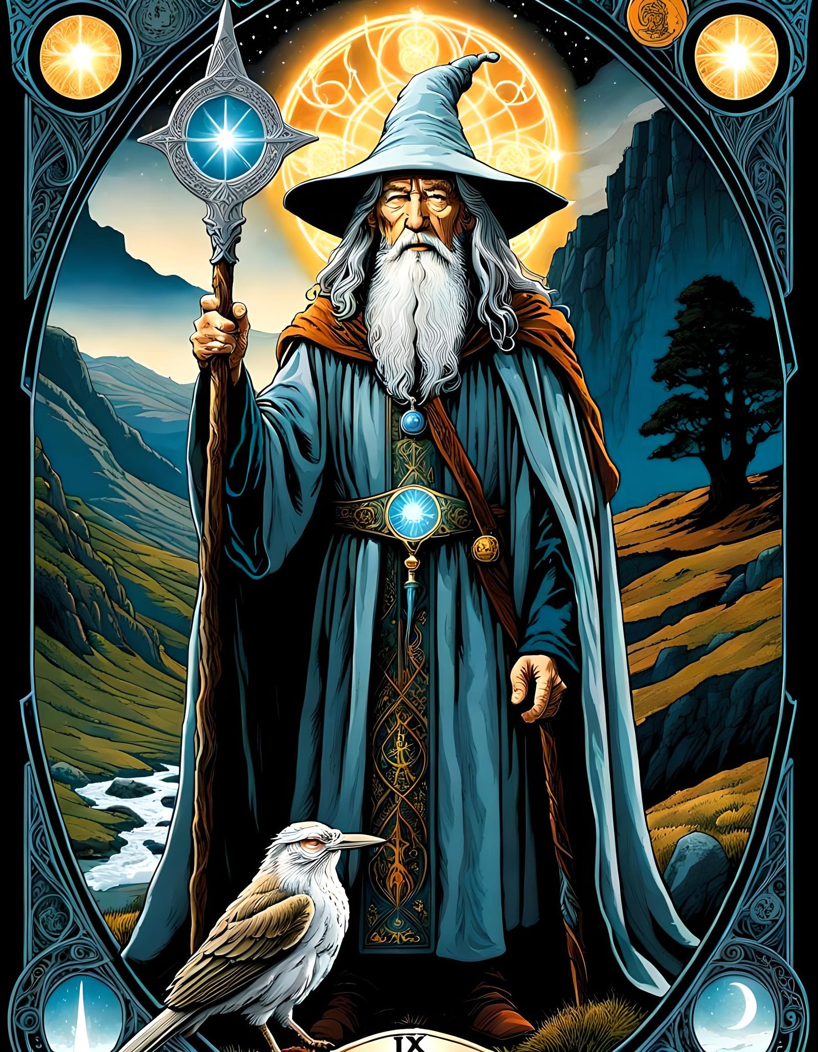 Fantasy tarot card: Gandalf as the Hermit