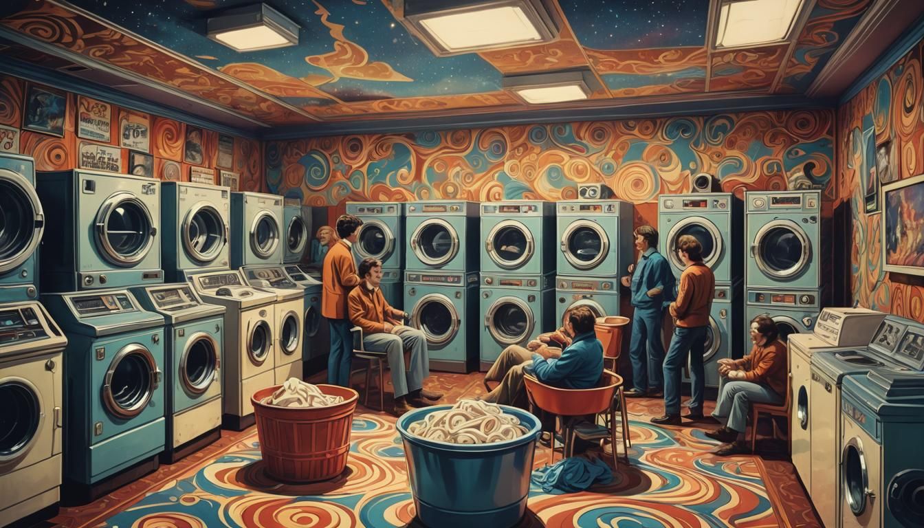 Surreal Cinema: Laundry Day Delight in Comic Style