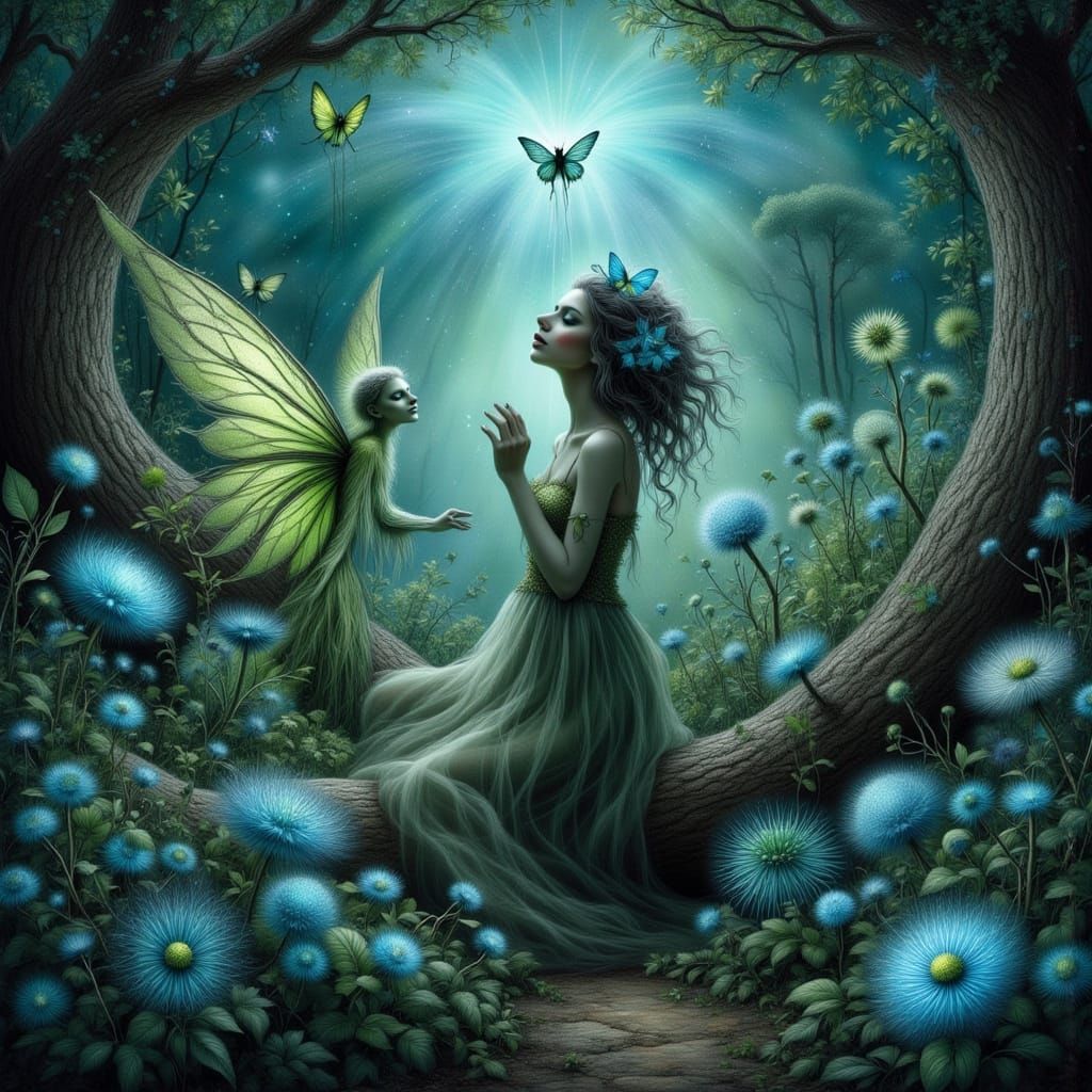 Ethereal Fairy Garden with Bioluminescent Flowers