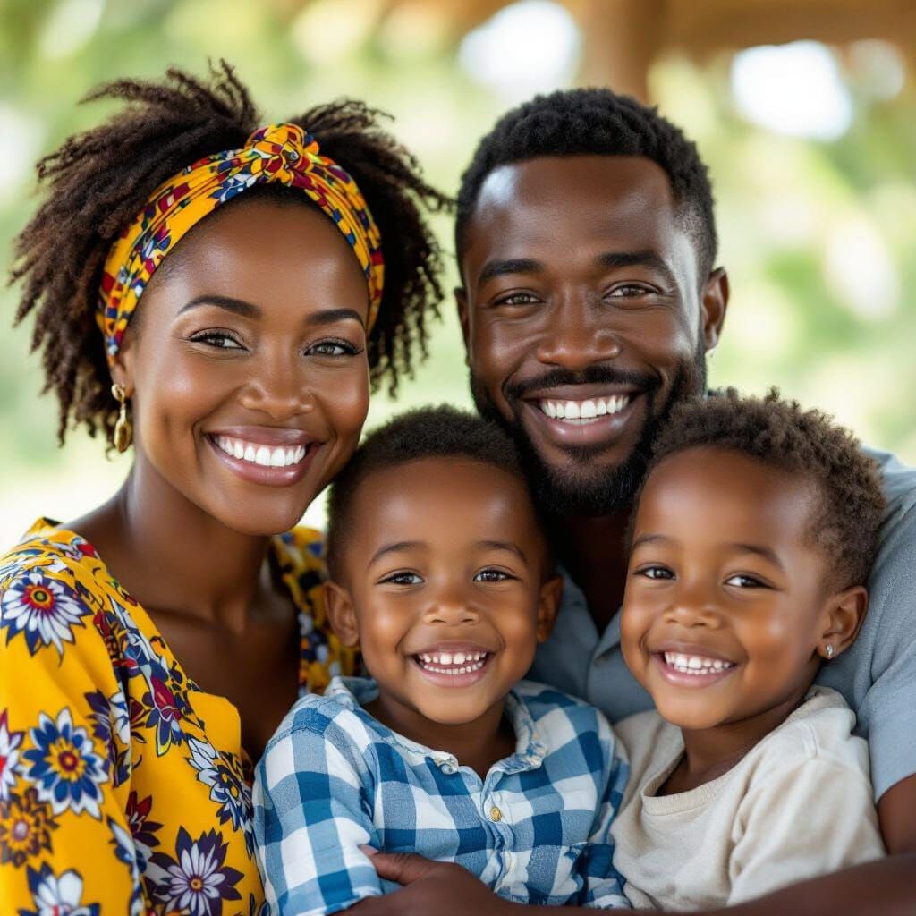 Happy African Family Smiling with Clean White Teeth