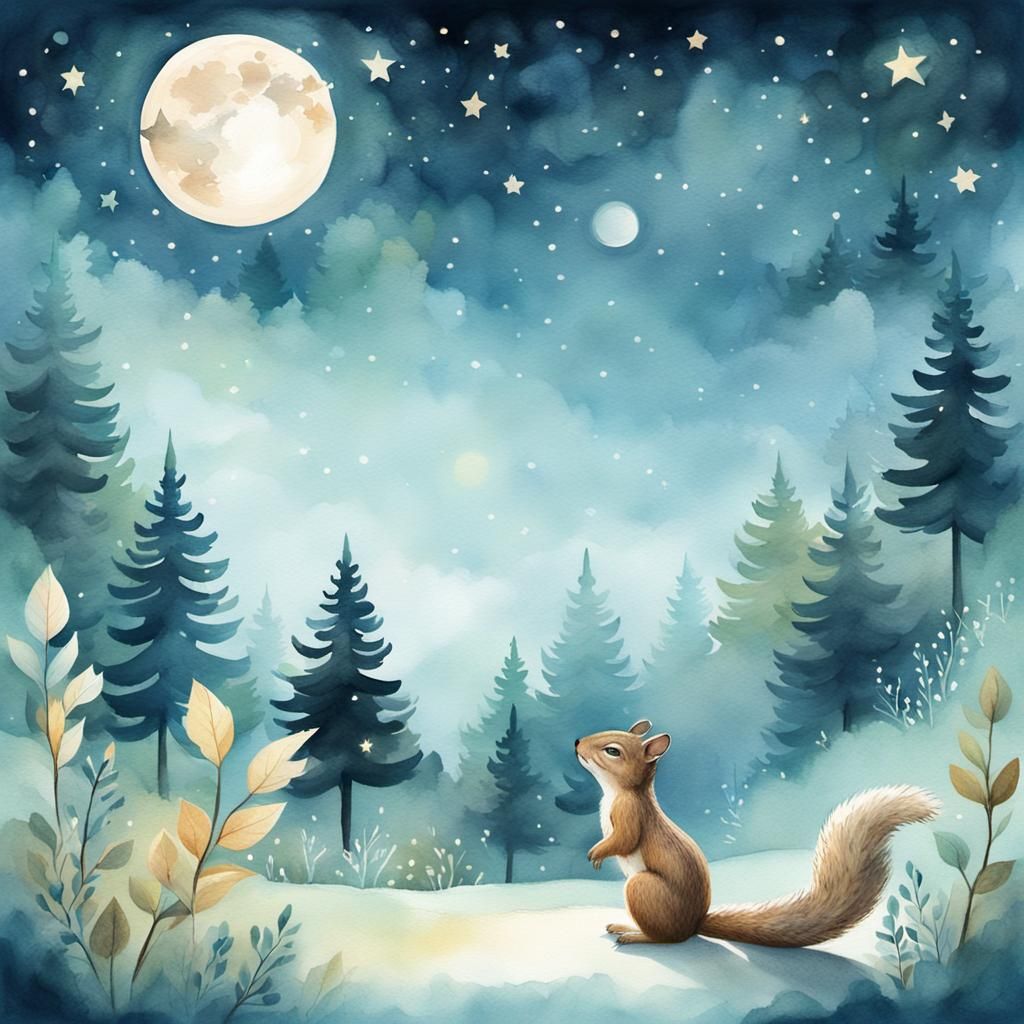 Whimsical Boy's Moon Drawing in Watercolor Style