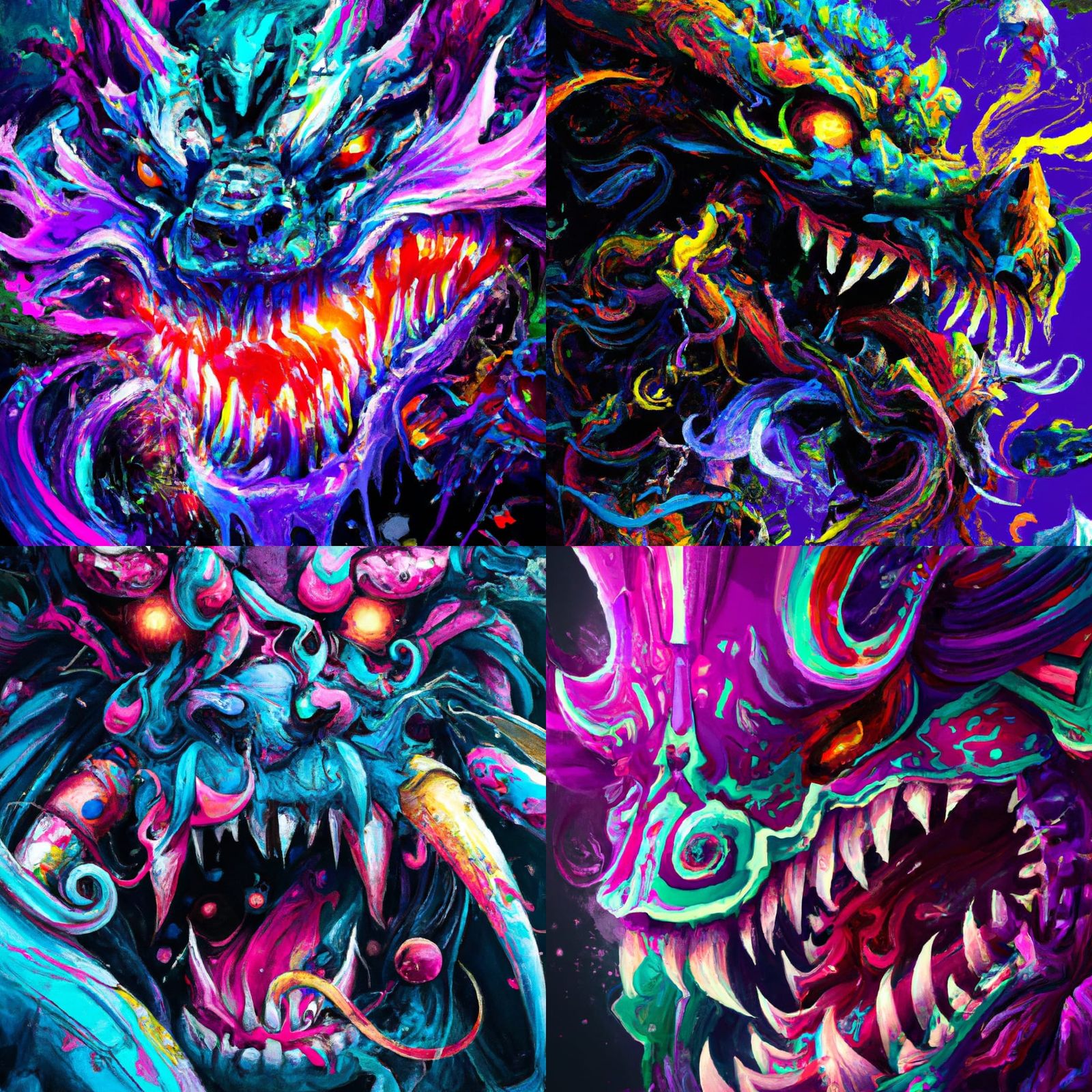 Hyper Neon Portrait of Typhon, Father of Monsters