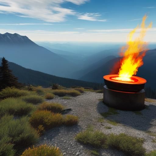 Eternal Flame Burns Atop Mountain Peak