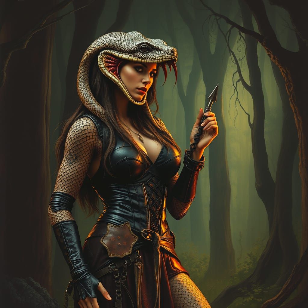 Snake Woman Seduces Conan in Mystical Forest