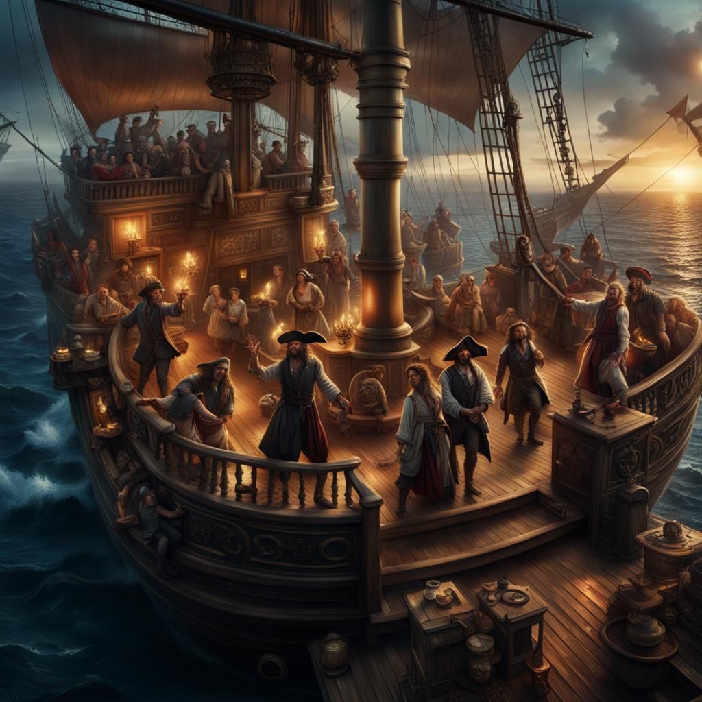 Pirate Crew Deck Party in Maximalist Style
