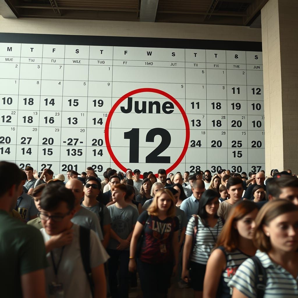 Calendar Marked June 12 in Digital Art Style