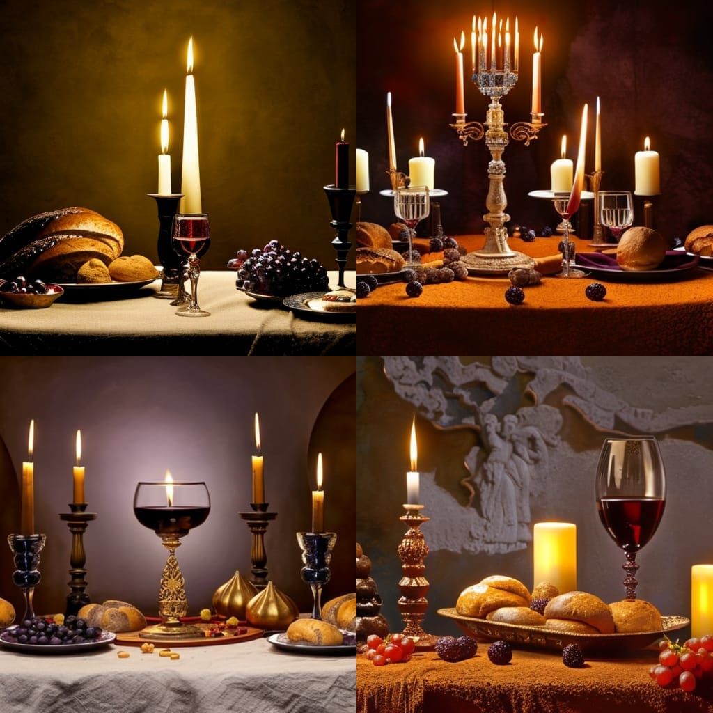 Sabbath Table in Style of Old Master Painting