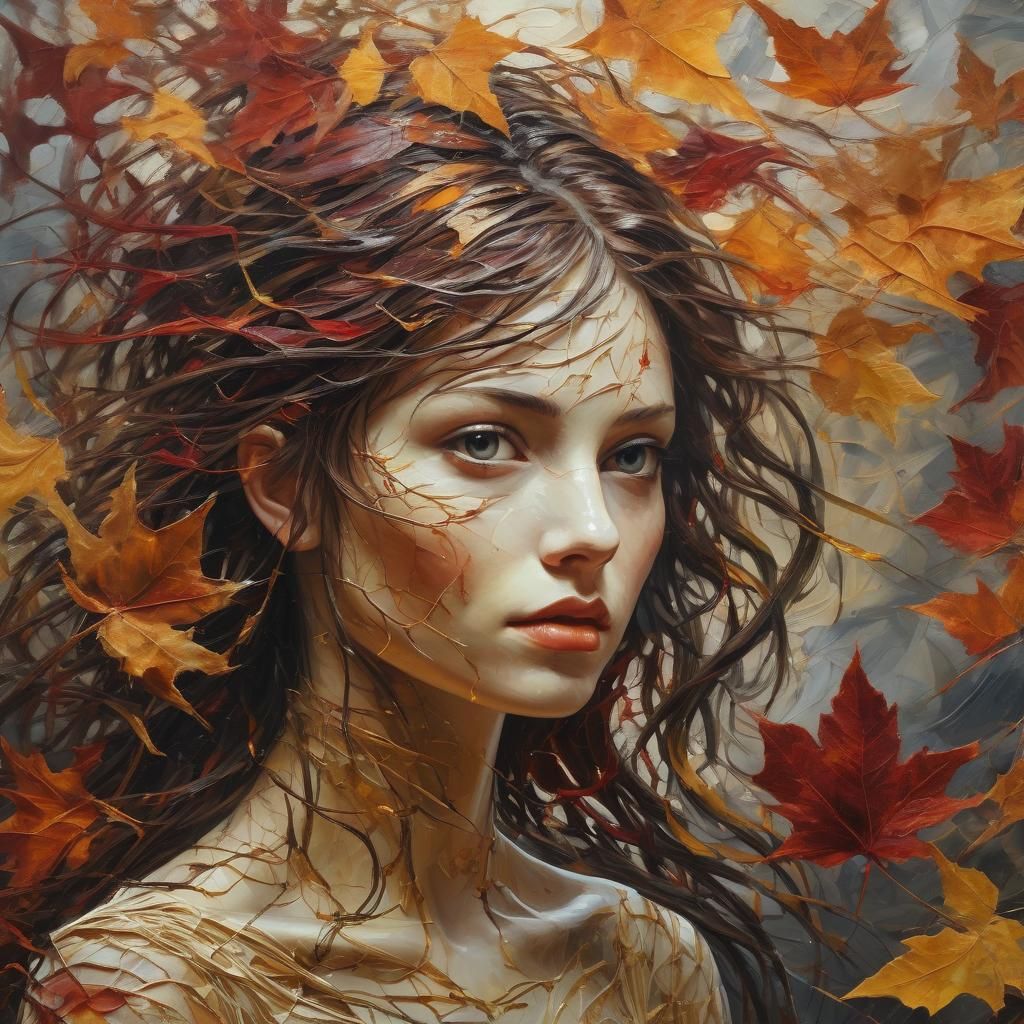 A Vampire Woman in Autumnal Expressionism