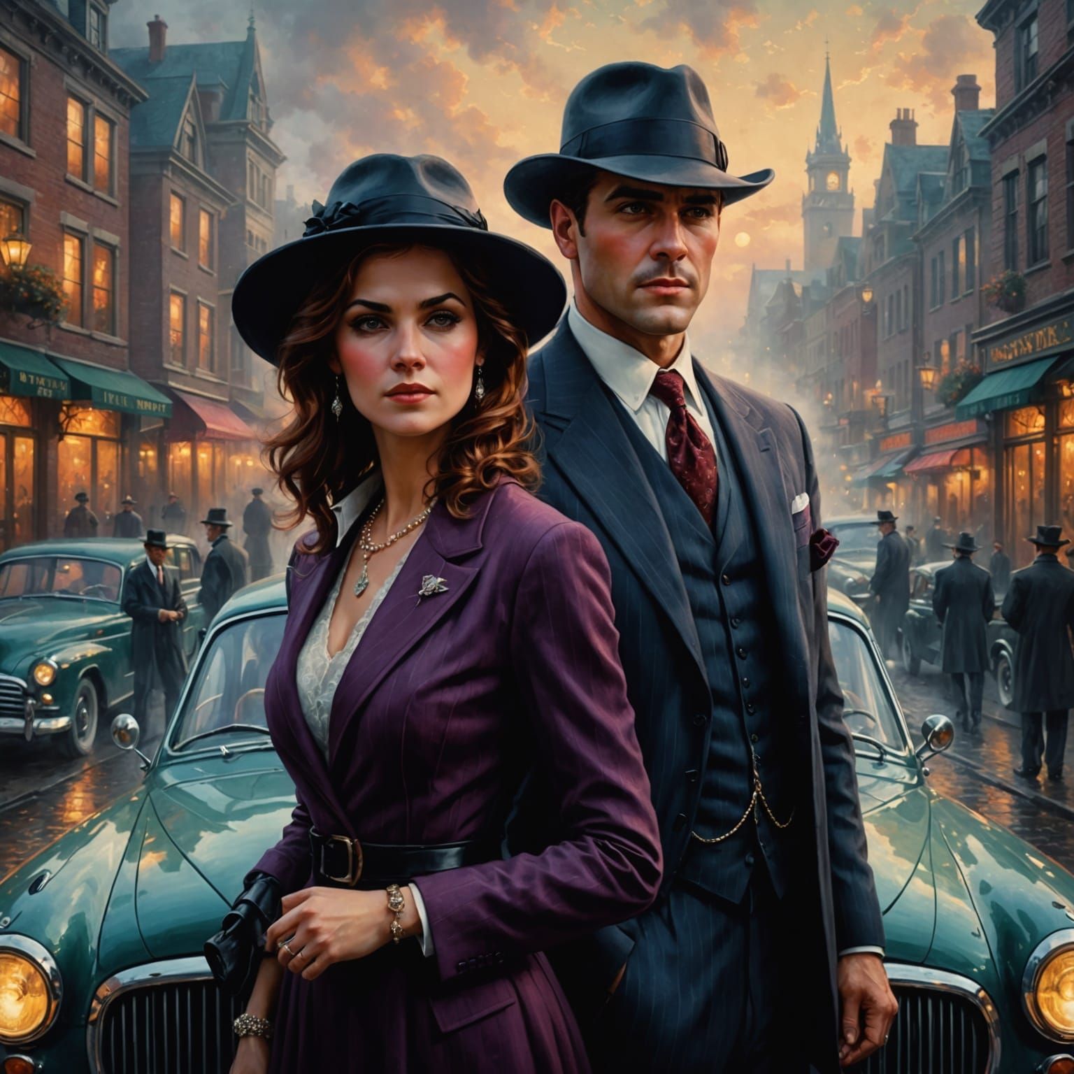 Ethereal Mafia Couple in Enchanted Landscape