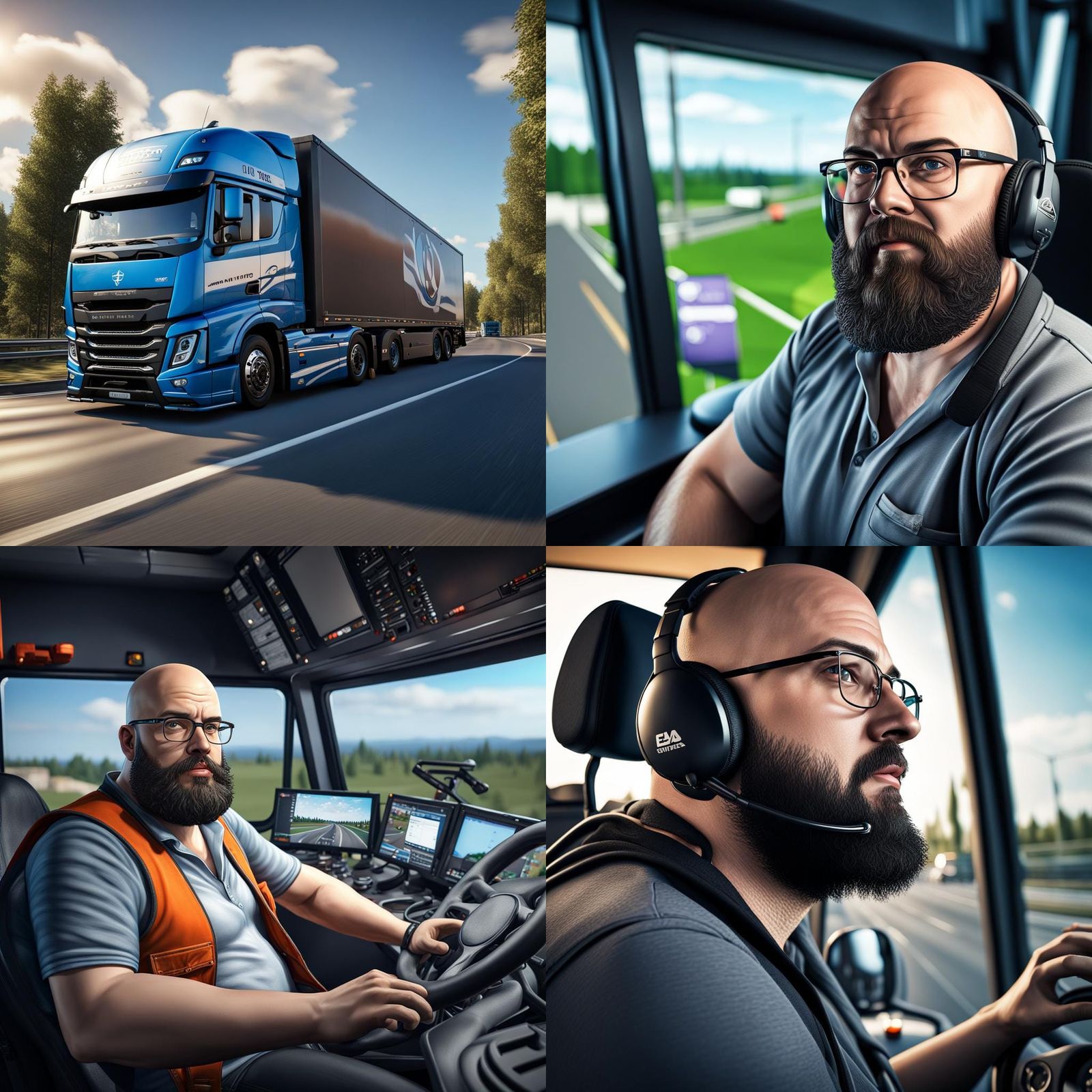 Hyperrealistic Streamer Playing Euro Truck Simulator in 16k