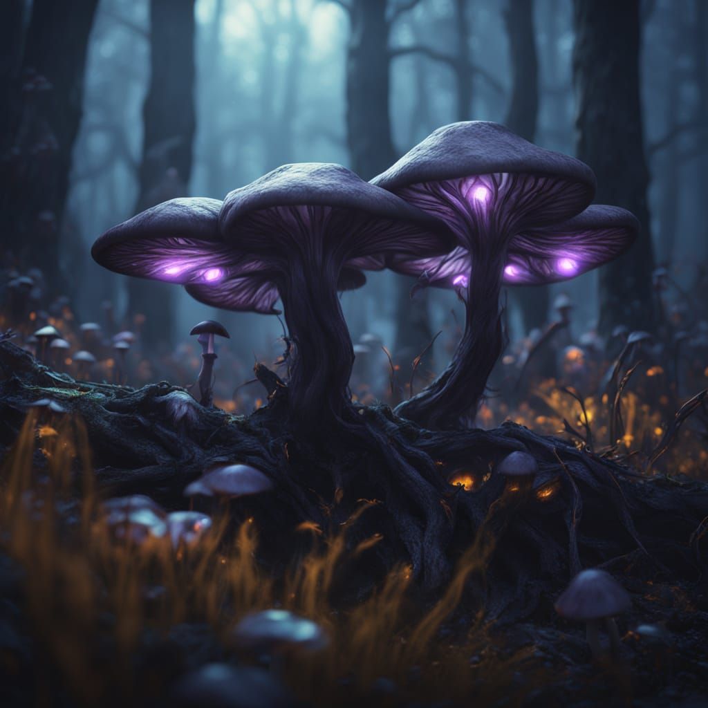 Dark Fantasy Sorceress in Mystical Forest