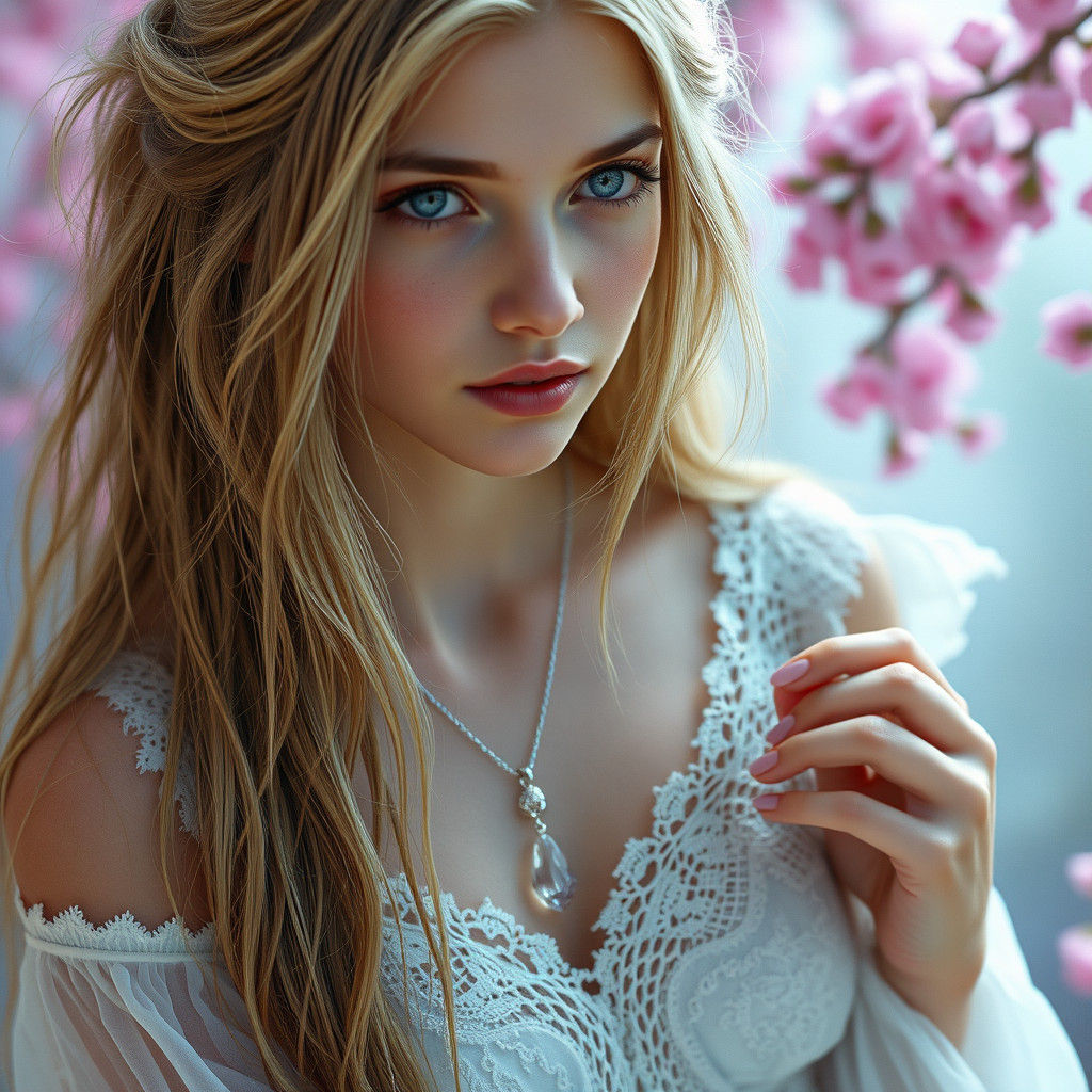 Ethereal Teenager with Silver Eyes: Fantasy Art