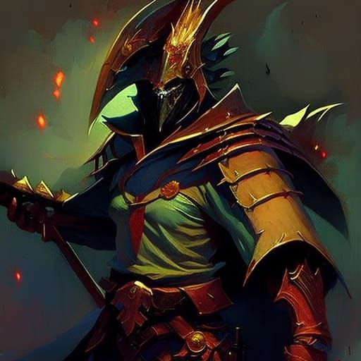 Immortal Ronin Hunter in Ornate Armor, Anime Art